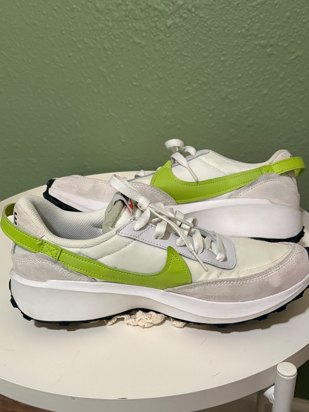 Nike Women's waffle Sneakers with Volt Green Swoosh - Picture 5 of 6